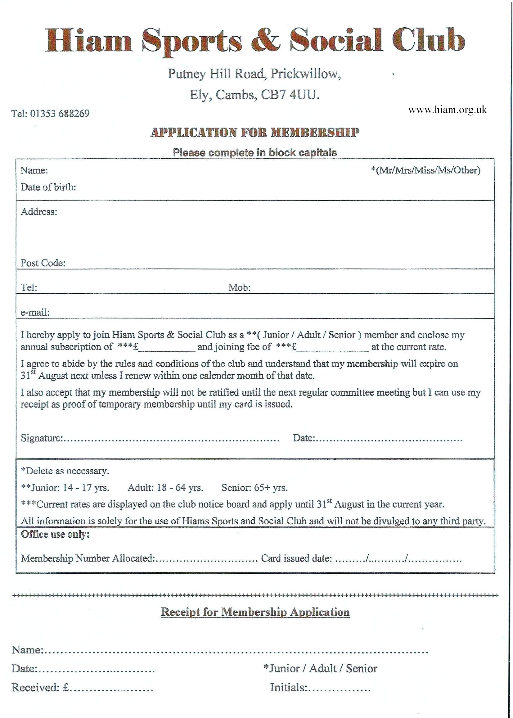 Membership Application Form